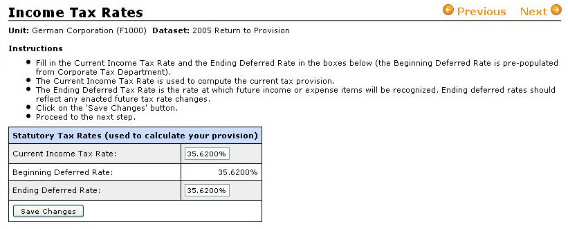 RTP Income Tax Rates